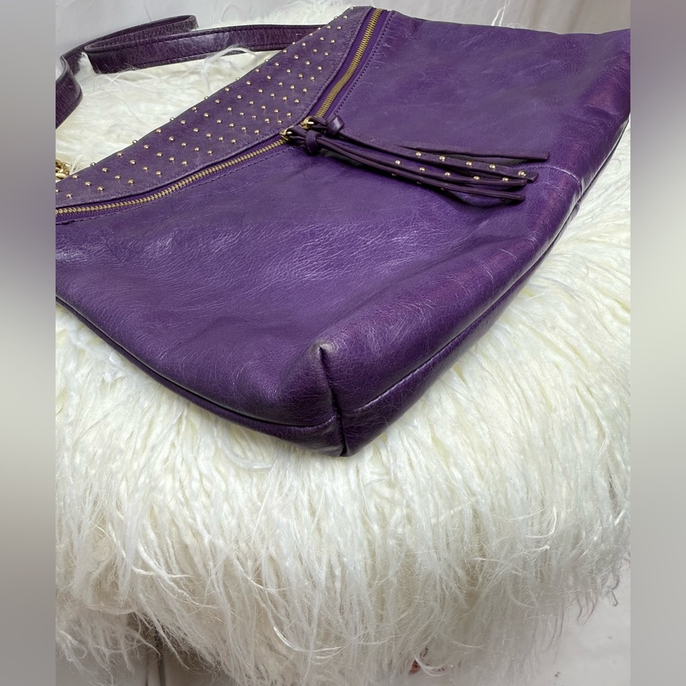 Vintage HOBO Purple Leather Studded Women's Bag - Picture 7 of 9